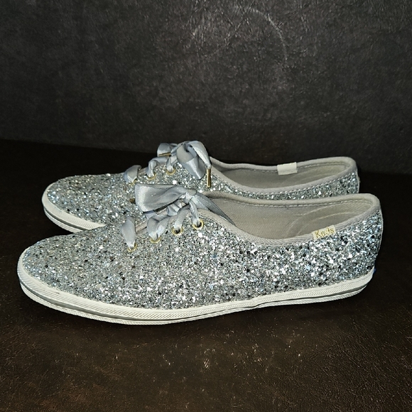 Kate Spade Keds Silver Glitter Sneakers Size 8 - Picture 11 of 13